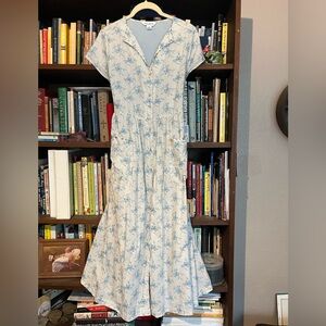 April Cornell blue & white 1930s day dress 100% cotton